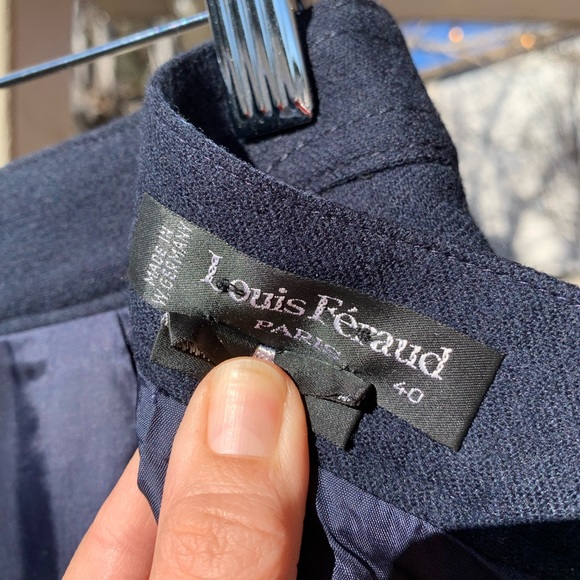 Louis Feraud set blazer (size 42) skirt (size 40) 100% wool navy - Picture 9 of 16